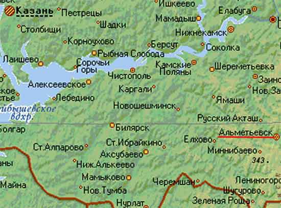 карта города Альметьевск
