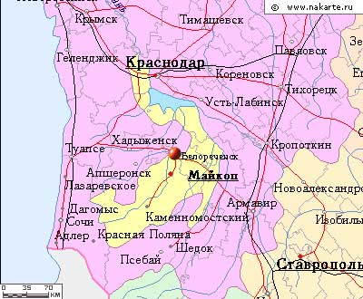Карта города Белореченск
