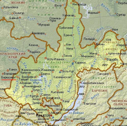 Карта гороа Бирюсинск