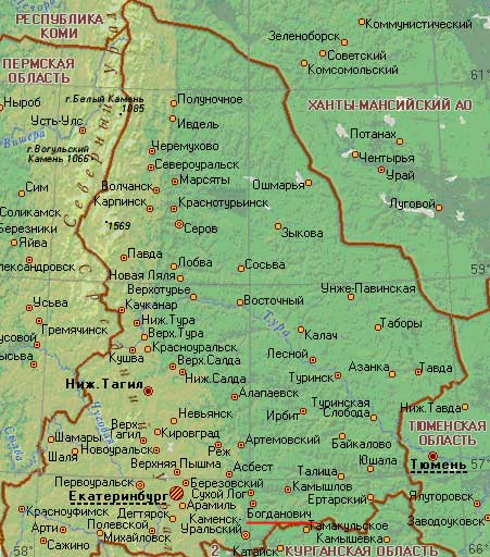 Карта города Богданович