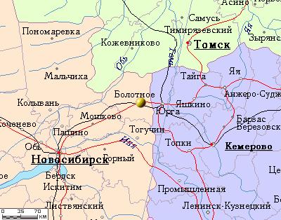 Карта города Болотное
