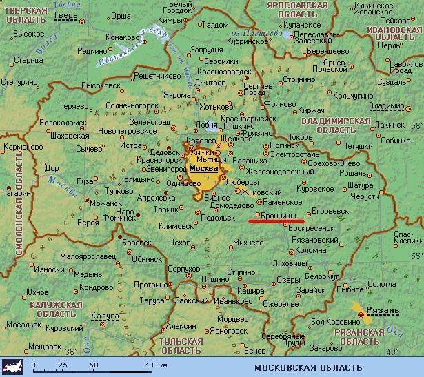 Карта города Бронници