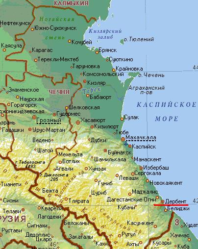 Карта города Дербент