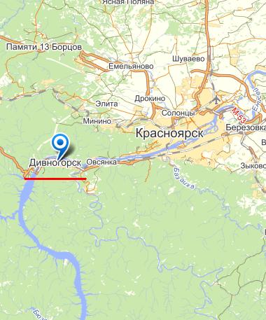 Карта города Дивногорск