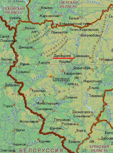 Карта города  Духовщина