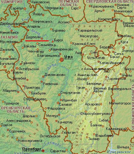 Карта города Дюртюли