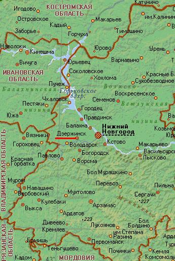 Карта города Дзержинск
