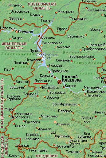 Карта города Дзержинск