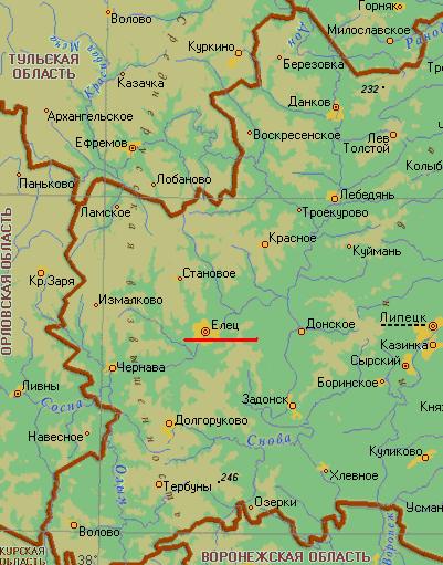 Карта города Елец