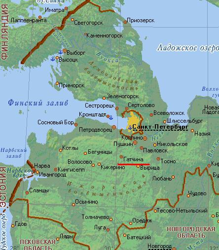 Карта города  Гатчина