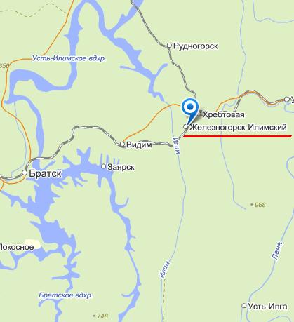 Карта города Железногорск-Илимский
