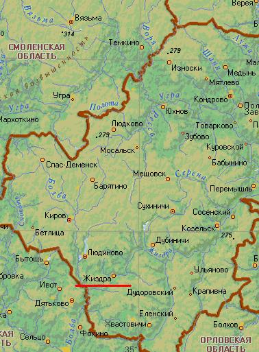 Карта города Жиздра