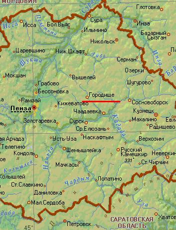 Карта города Городище