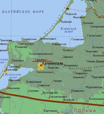 Карта города Гурьевск