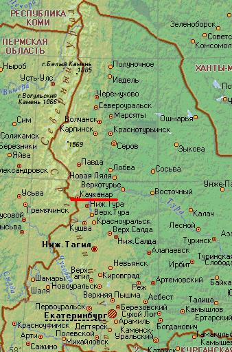 Карта города Качканар