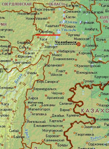 Карта гoрoда Карабаш