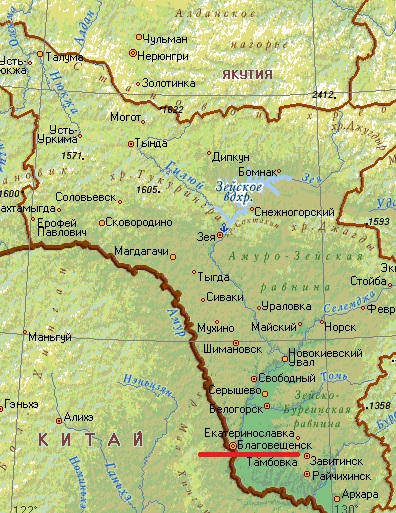 Карта  города Благовещенск