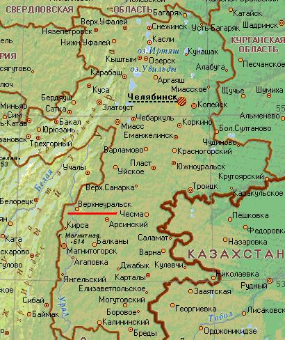Карта города Верхнеуральск