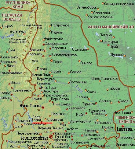 Карта города Верхний Тагил