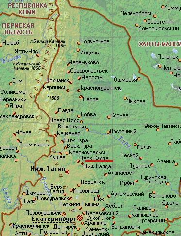 Карта города Верхняя Салда