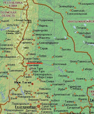 Карта города Верхотурье