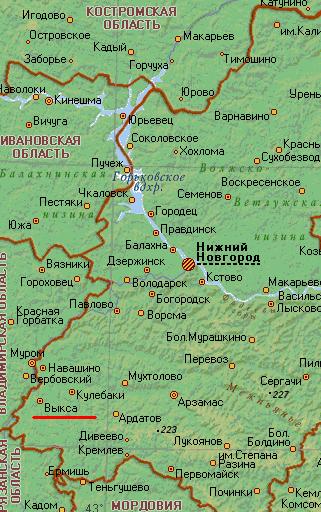 Карта города Выкса