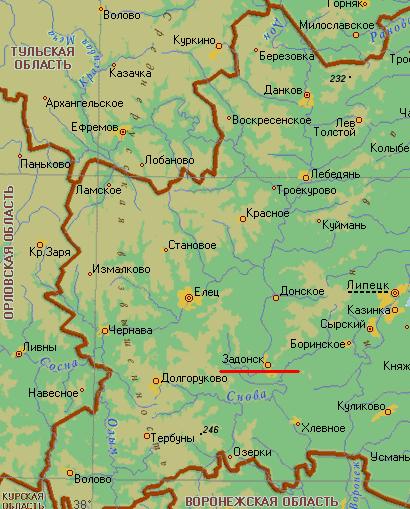 Карта города Задонск