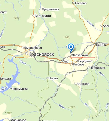 Карта города Заозёрный