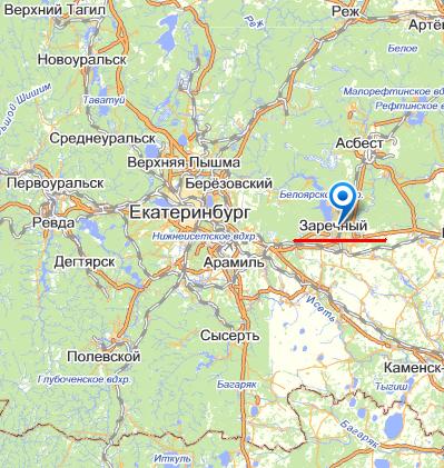 Карта города Заречный