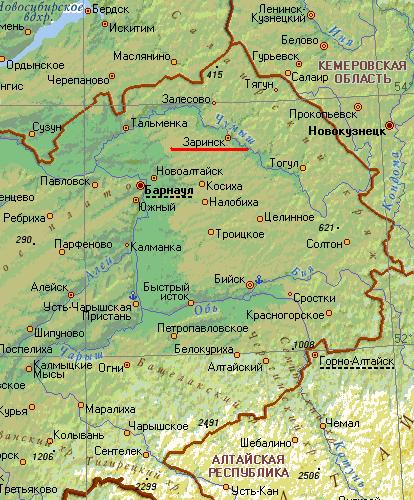 Карта города Заринск