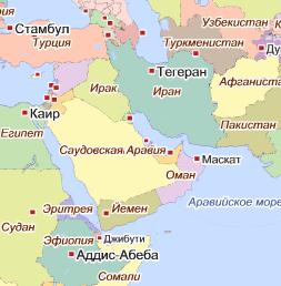 Карта Ближний и Средний Восток